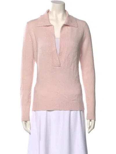 Pre-owned Allude Cashmere V-neck Sweater In Pink