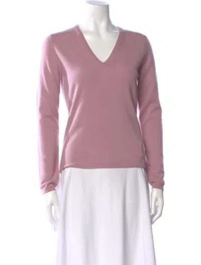 Pre-owned Allude Cashmere V-neck Sweater In Pink