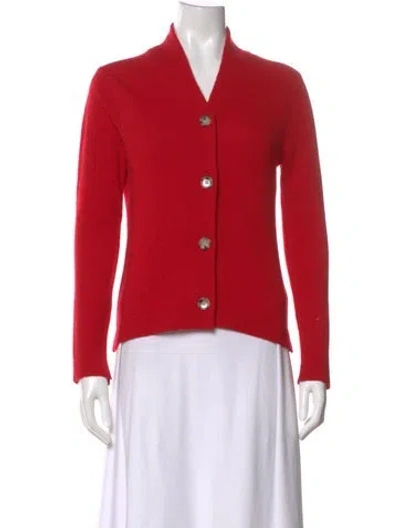 Pre-owned Allude Cashmere V-neck Sweater In Red