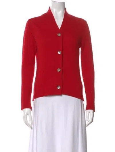 Pre-owned Allude Cashmere V-neck Sweater In Red