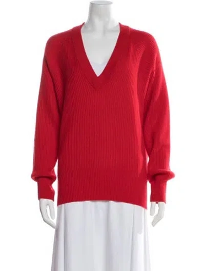 Pre-owned Allude Cashmere V-neck Sweater In Red