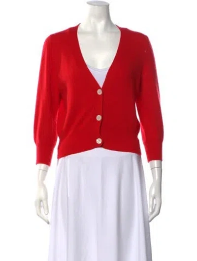 Pre-owned Allude Cashmere V-neck Sweater In Red