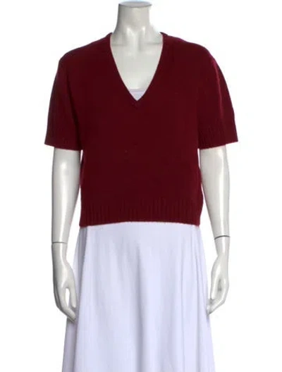 Pre-owned Allude Cashmere V-neck Sweater In Red