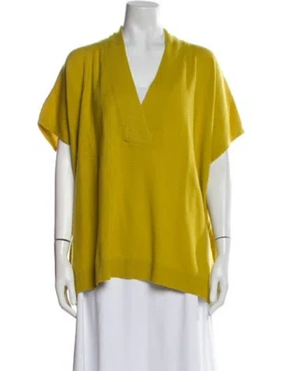 Pre-owned Allude Cashmere V-neck Sweater In Yellow