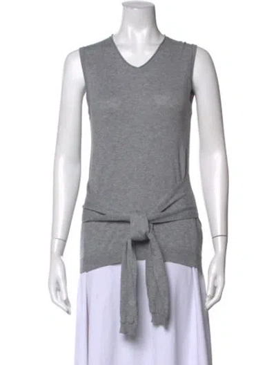 Pre-owned Allude Cashmere V-neck Top In Grey