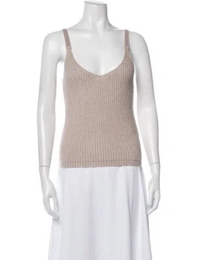 Pre-owned Allude Cashmere V-neck Top In Neutral