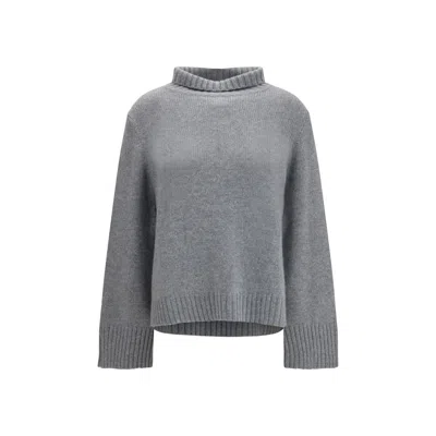 Allude High-neck Ribbed-cuff Sweater In Gray