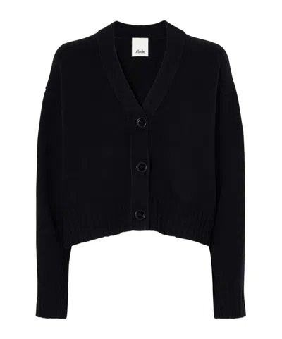 Allude Cropped Wool And Cashmere-blend Cardigan In Black