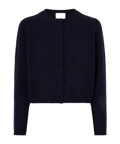 Allude Cropped Cashmere Cardigan In Blue