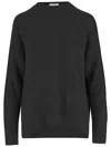 Allude Classic Cashmere Sweater With Crew Neck And Ribbed Finish In Black