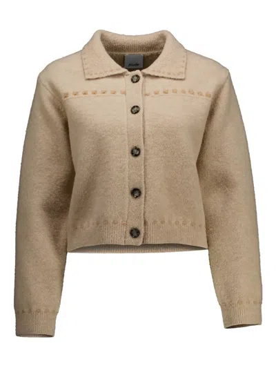 Allude Contrast-stitching Cardigan In Brown