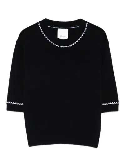 Allude Contrast-trim T-shirt In Black
