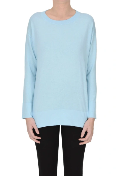 Allude Cotton And Cashmere Pullover In Light Blue