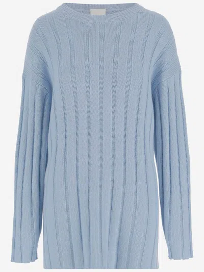 Allude Cotton And Cashmere Sweater In Azzuro