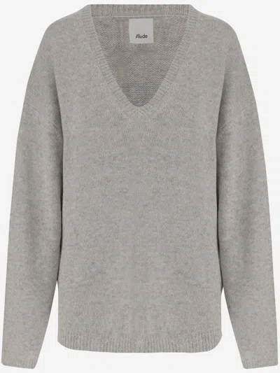 Allude Cotton And Cashmere Sweater In Grey