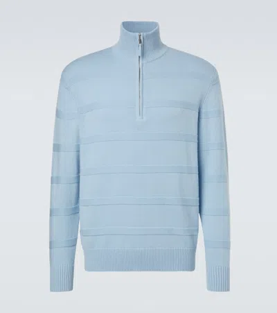 Allude Cotton And Cashmere Turtleneck Sweater In Blue
