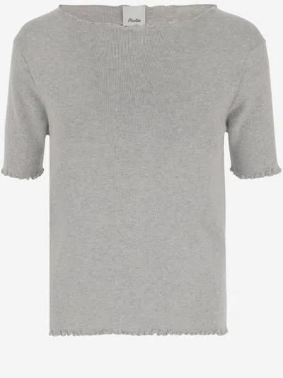 Allude Cotton Blend T-shirt In Grey
