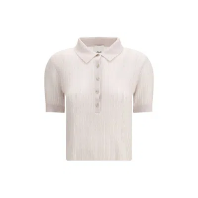 Allude Polo-neck Short-sleeve Sweater In White
