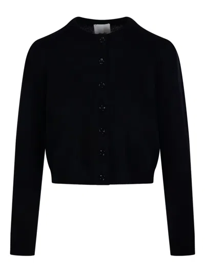 Allude Crew-neck Cardigan In Black