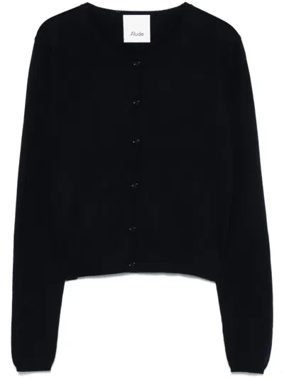 Allude Crew-neck Cardigan In Blue