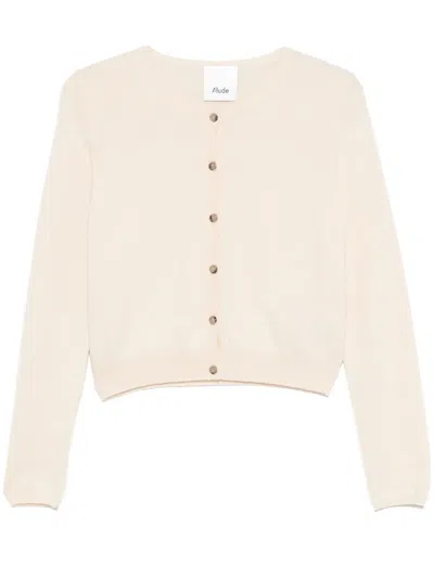 Allude Crew-neck Cardigan In Neutrals