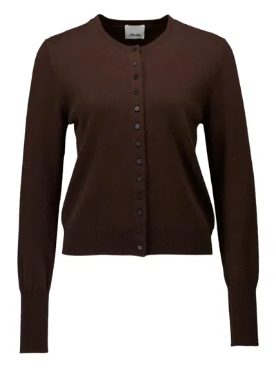 Allude Crew-neck Cashmere Cardigan In Brown