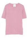 Allude Crew-neck Cashmere T-shirt In Pink