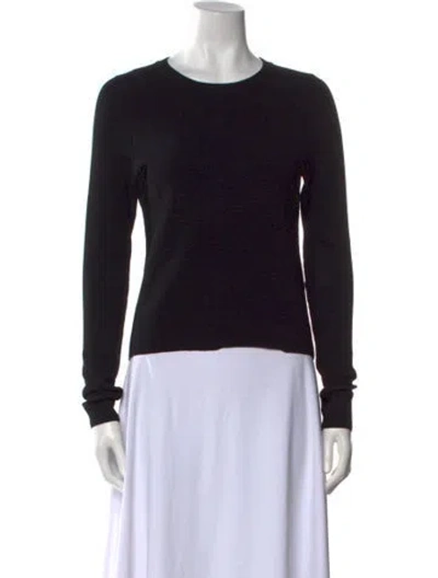 Pre-owned Allude Crew Neck Long Sleeve Top In Black