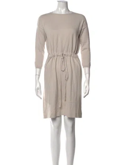 Pre-owned Allude Crew Neck Midi Length Dress In Neutrals