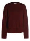 Allude Crew-neck Ribbed-knit Sweater In Red