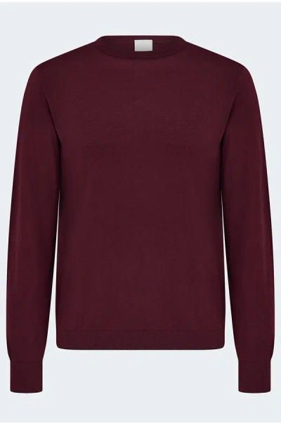 Allude Crew Neck Sweater In Burgundy In Red