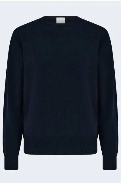 Allude Crew Neck Sweater In Navy In Blue