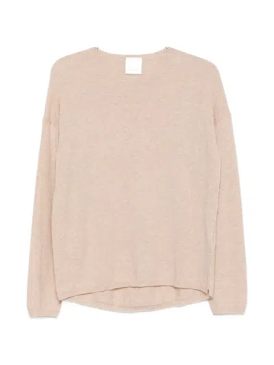 Allude Crew-neck Drop-shoulder Sweater In Pink