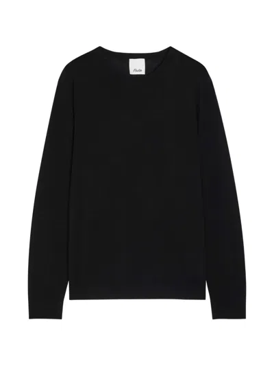 Allude Crew-neck Fine-knit Sweater In Black