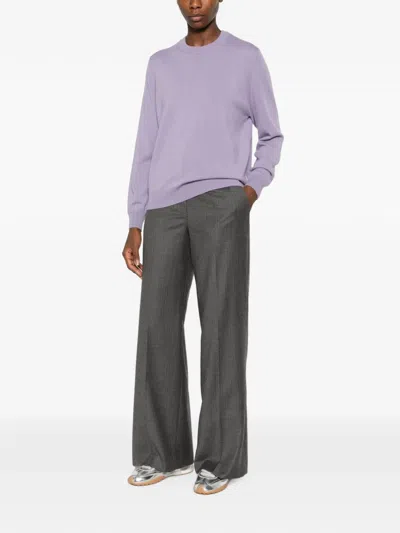 Allude Crew-neck Long-sleeve Sweater In Purple