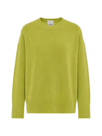 Allude Crew-neck Ribbed-trim Sweater In Green