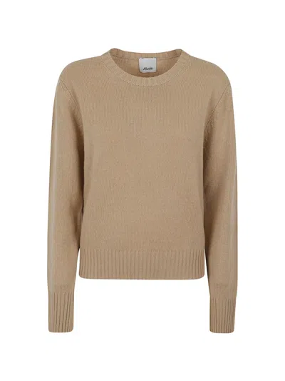 Allude Crew-neck Ribbed-trim Sweater In Neutral