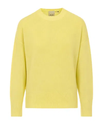Allude Crew-neck Long-sleeve Sweater In Yellow