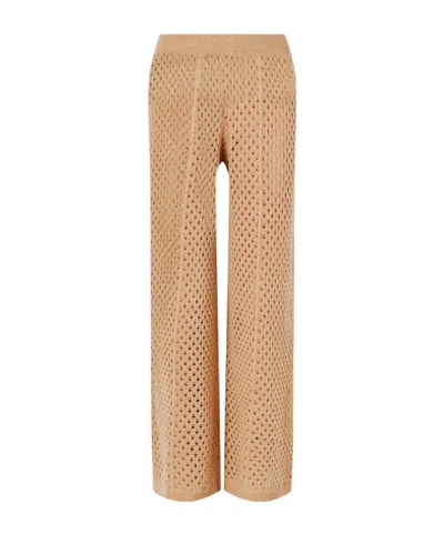 Allude Crochet-knit Wool And Cashmere-blend Wide-leg Pants In Neutral