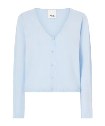 Allude Cropped Knit Cardigan In Blue
