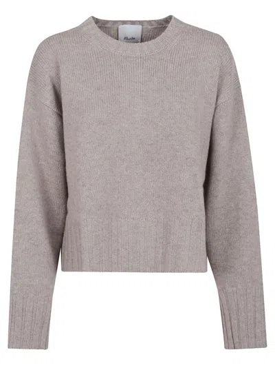 Allude Cropped Knit Sweater With Ribbed Detailing In Gray