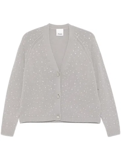 Allude Crystal-embellished Cardigan In Grey