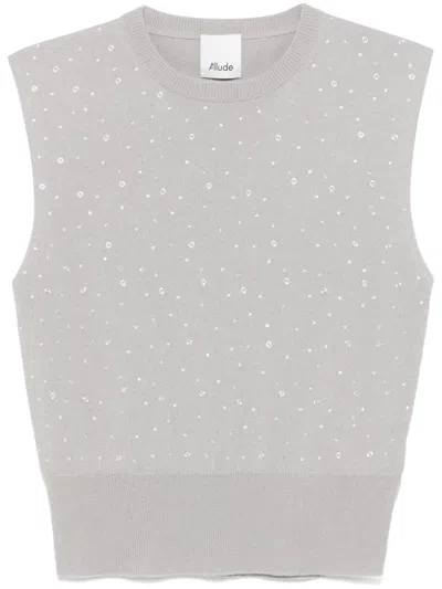 Allude Crystal-embellished Vest In Grey