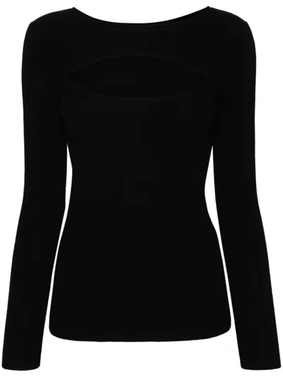 Allude Cut-out Fine-ribbed Jumper In Black