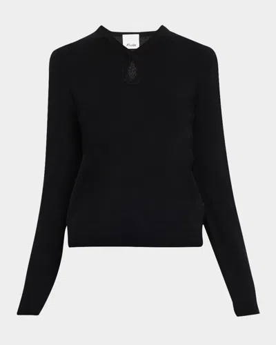 Allude Cutout V-neck Cashmere-blend Pullover In Noir