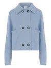 Allude Wool And Cashmere Double-breasted Jacket With Classic Collar In Blue