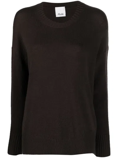 Allude Drop-shoulder Cashmere Jumper In Brown