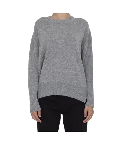 Allude Drop-shoulder Ribbed Cashmere Jumper In Gray