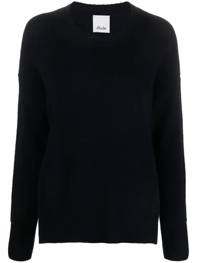 Allude Drop-shoulder Ribbed Jumper In Black