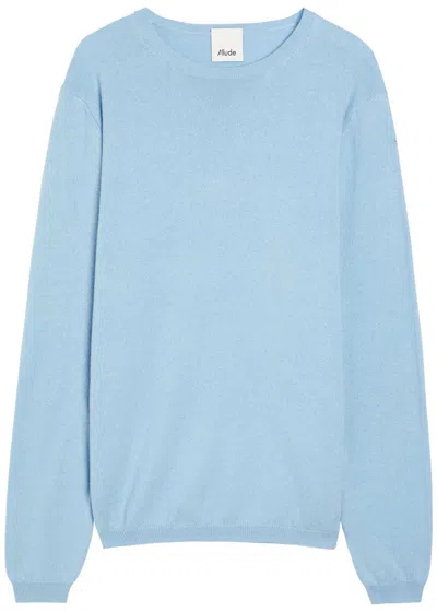 Allude Elbow Patch Cotton And Cashmere-blend Jumper In Blue